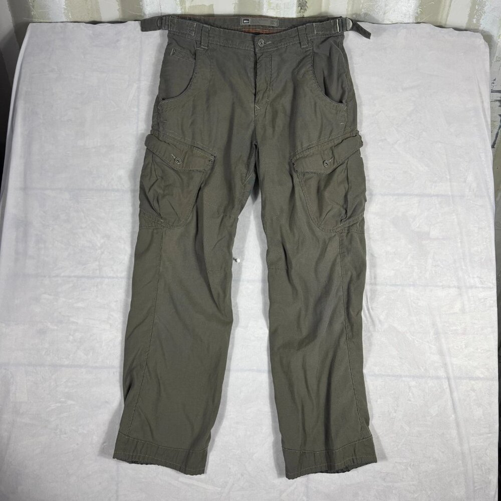 REI Men's Cargo Pants Green Straight Leg Outdoor Hiking Performance Size 32Wx30L